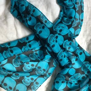 Tiffany Alana Turquoise & Black Sheer Scull Scarf
